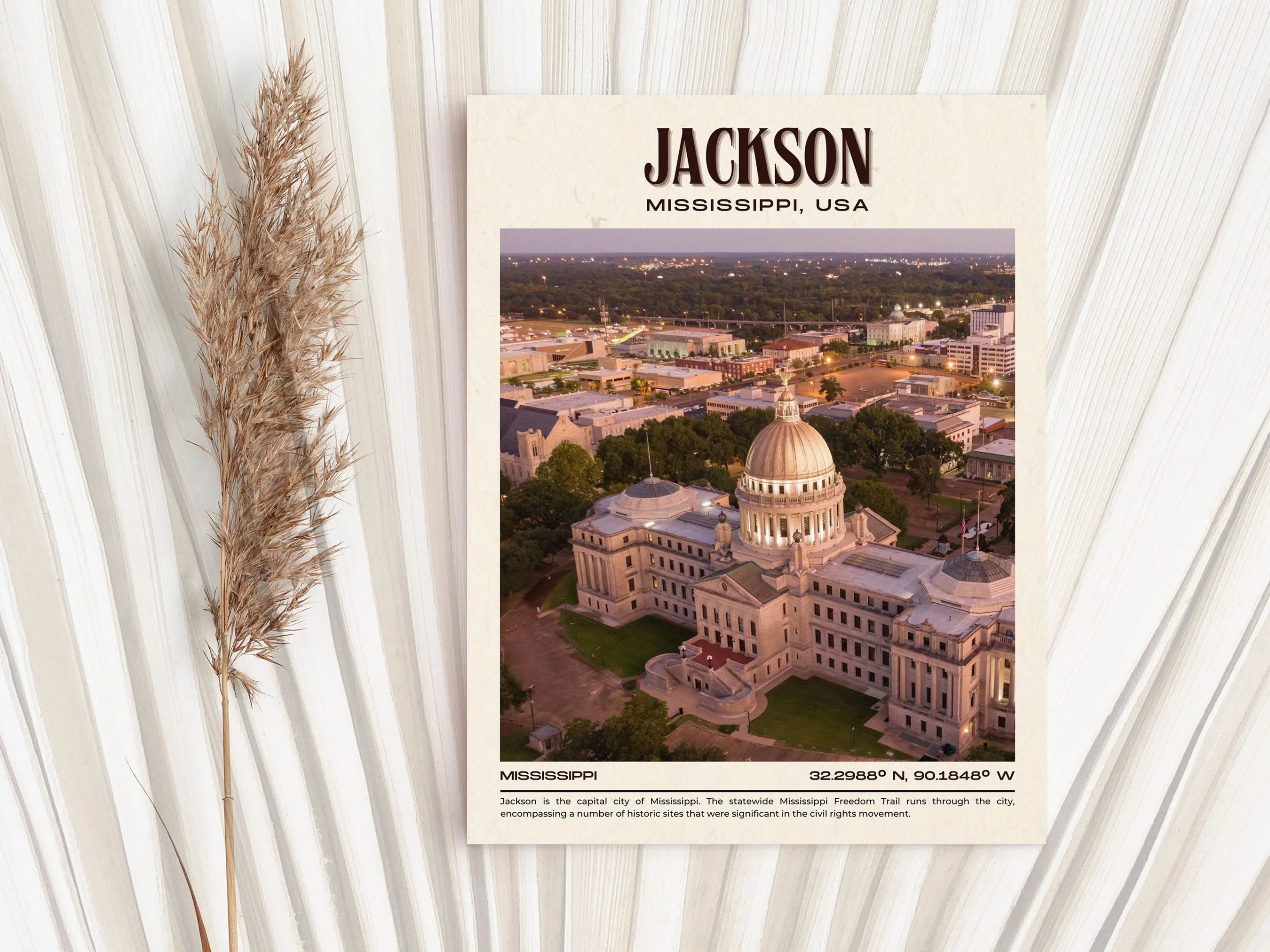 Jackson Vintage Wall Art, Mississippi, USA