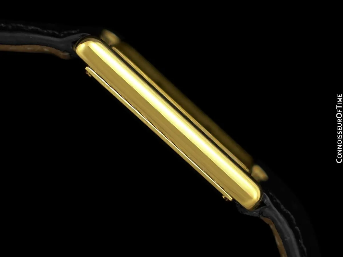 Jaeger-LeCoultre Tank Style Vintage Mens Solid 18K Gold Watch - Original Tag