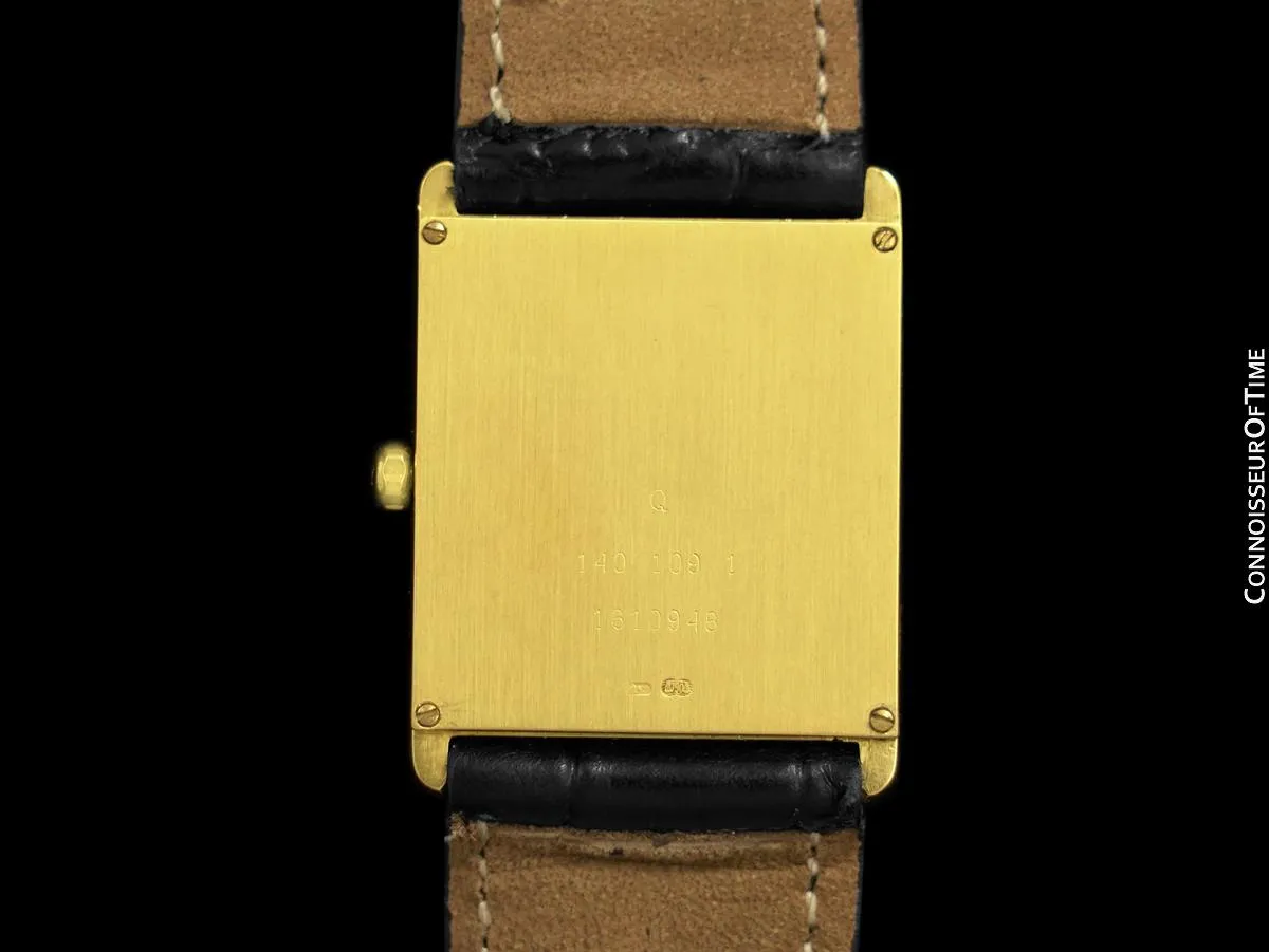 Jaeger-LeCoultre Tank Style Vintage Mens Solid 18K Gold Watch - Original Tag