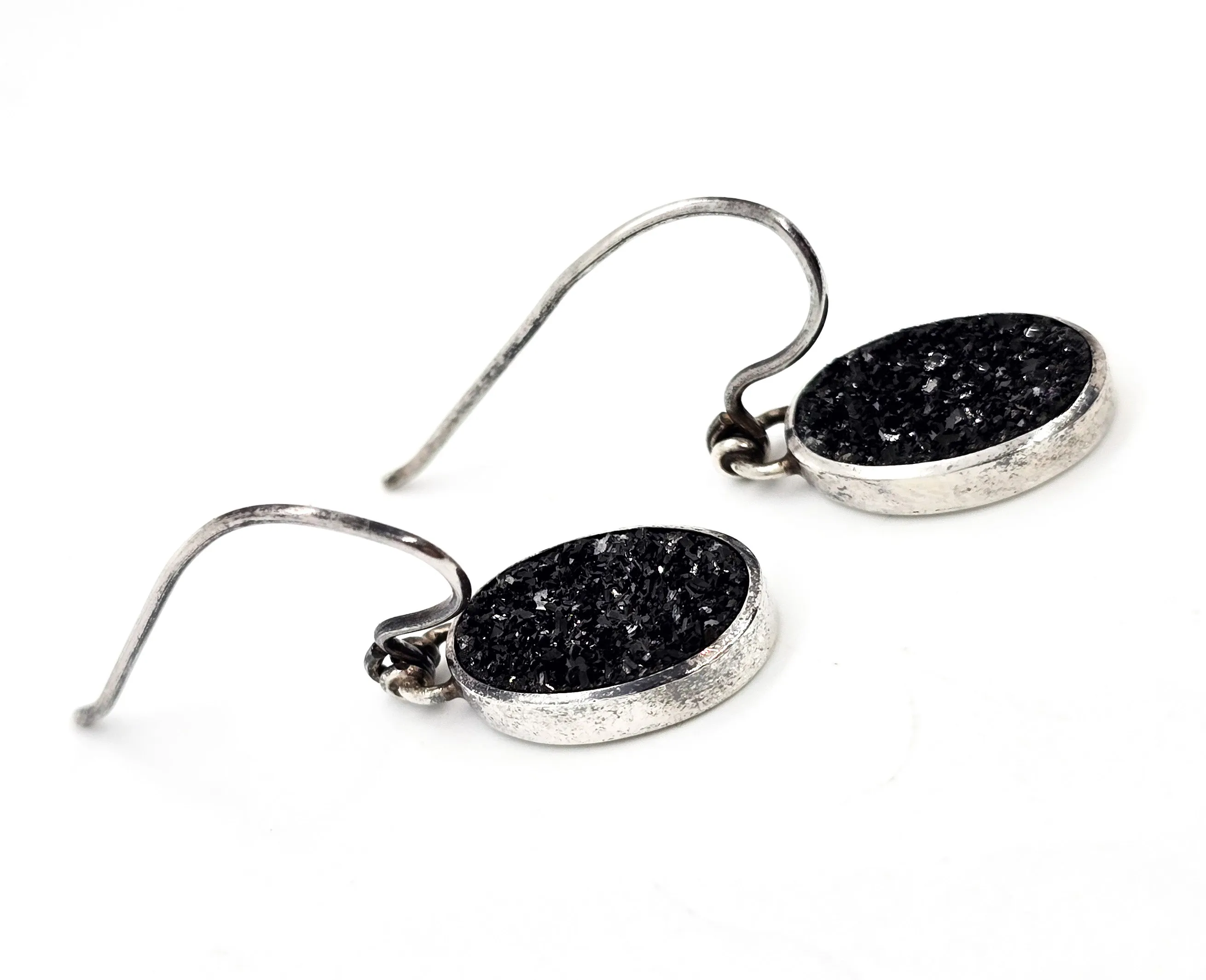 Janice Girardi JGD Black druzy Quartz sterling silver drop earrings