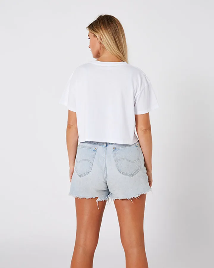 Jetpilot Squadron Ladies Crop Tee - White