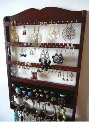 Jewelry Organizer Ring Holder Mahogany Oak