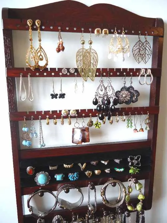 Jewelry Organizer Ring Holder Mahogany Oak