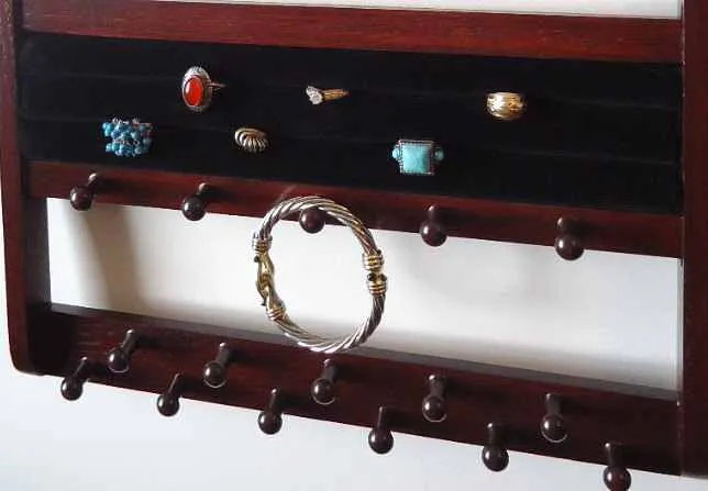 Jewelry Organizer Ring Holder Mahogany Oak