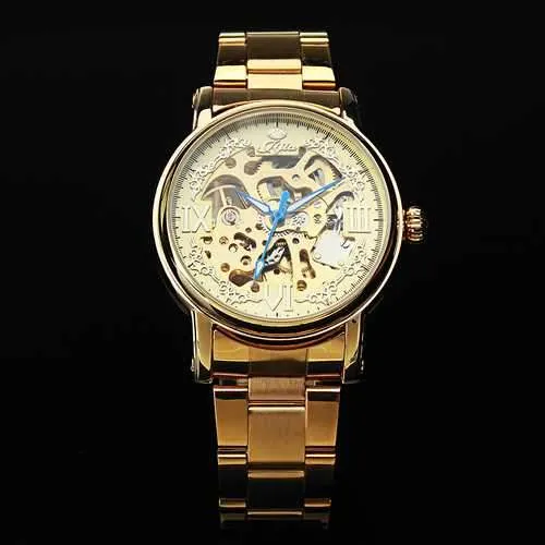 JIJIA Luxury Men Watch Hollow Roman Number Mechanical Watch