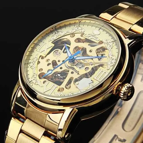 JIJIA Luxury Men Watch Hollow Roman Number Mechanical Watch