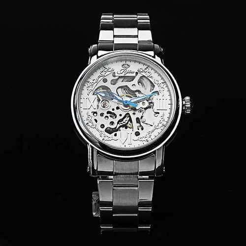 JIJIA Luxury Men Watch Hollow Roman Number Mechanical Watch