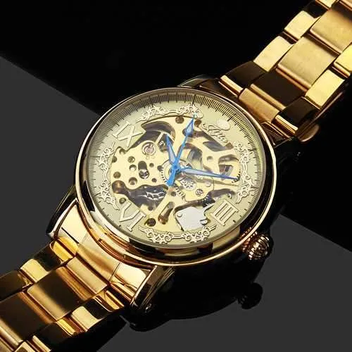 JIJIA Luxury Men Watch Hollow Roman Number Mechanical Watch
