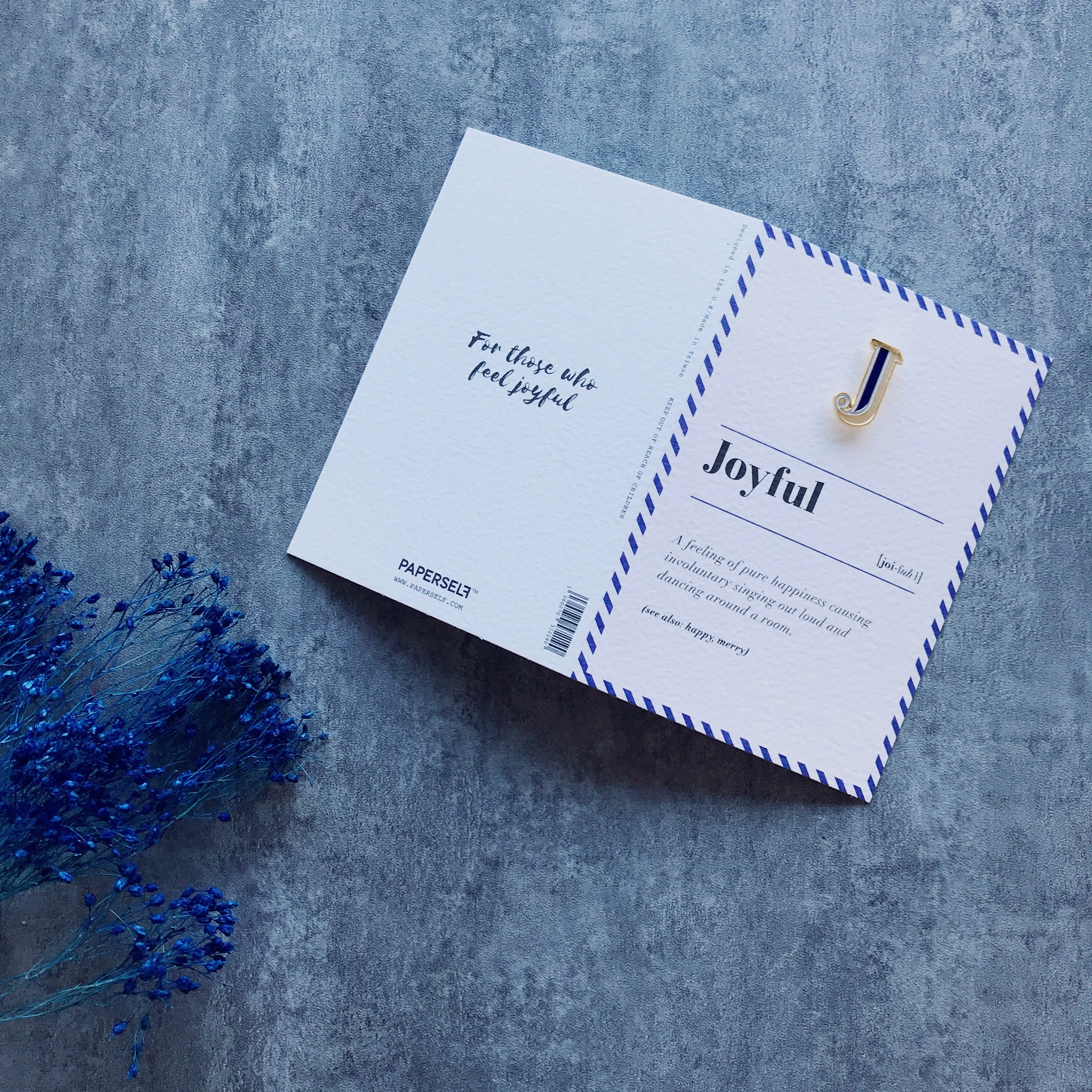 J/Joyful Pin Badge and Card