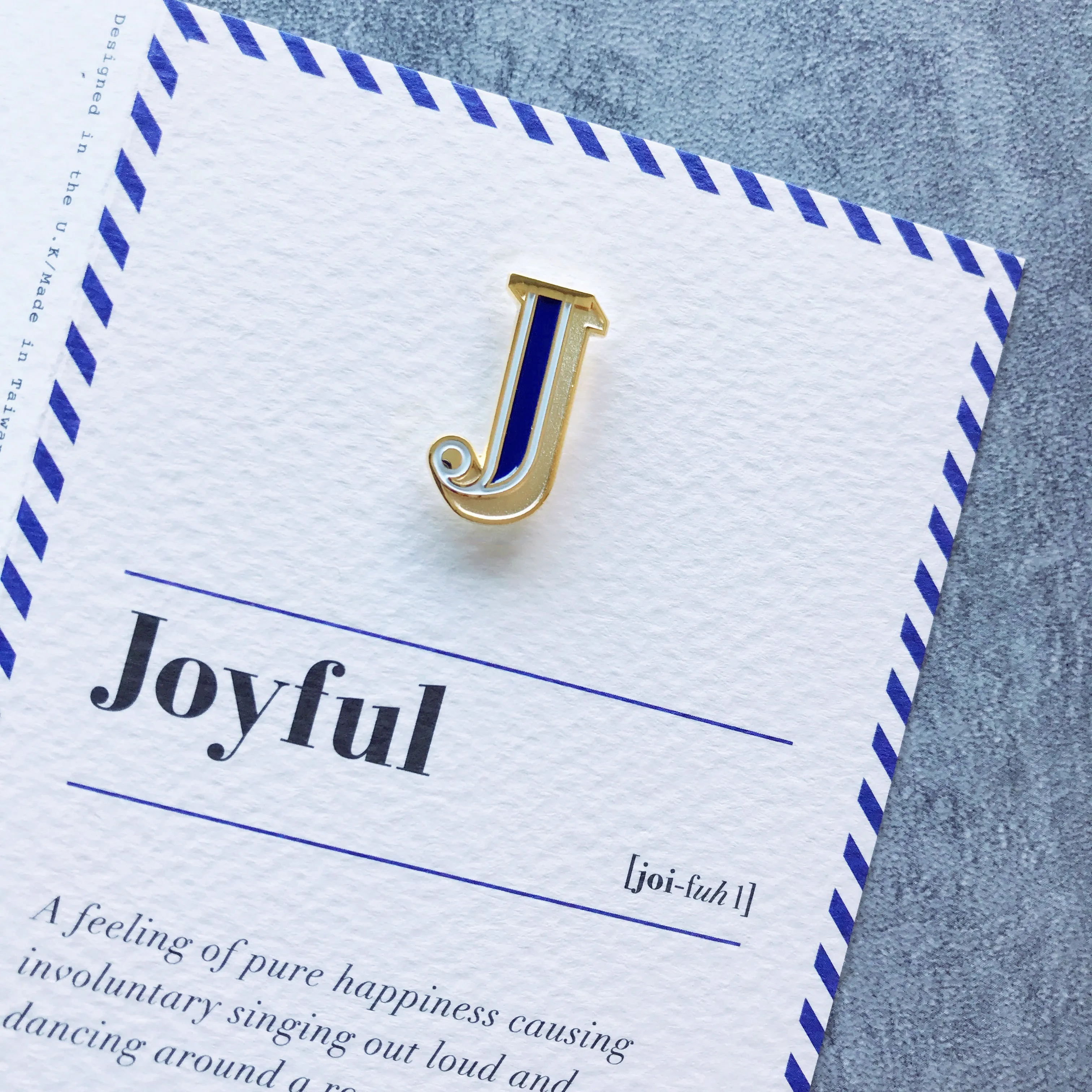 J/Joyful Pin Badge and Card