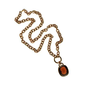 Joan Rivers Gold Chain Necklace with Smokey Topaz Pendant