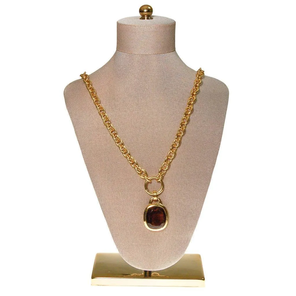 Joan Rivers Gold Chain Necklace with Smokey Topaz Pendant