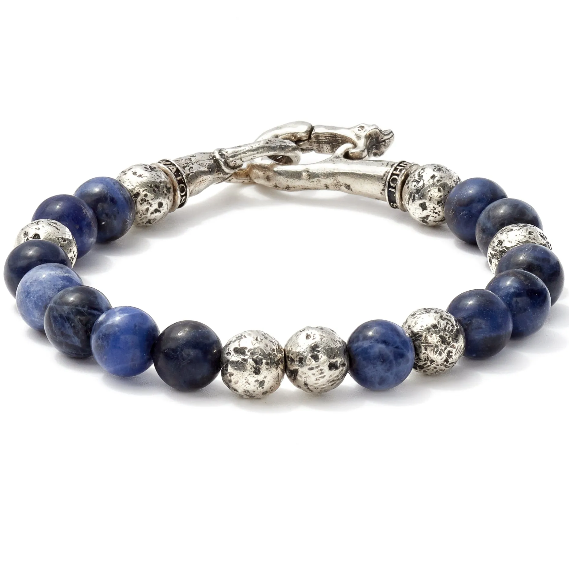 John Varvatos Artisanal Sterling Silver and Sodalite Beaded Bracelet