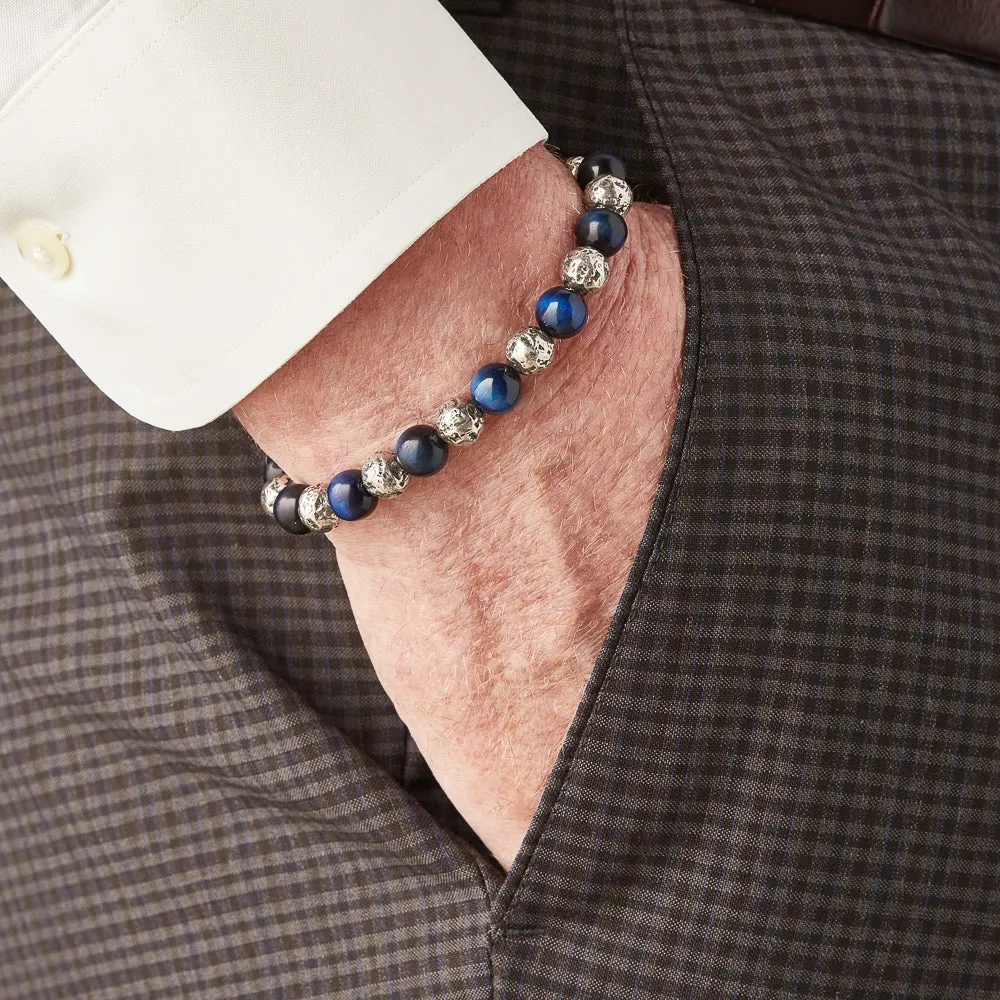 John Varvatos Artisanal Sterling Silver and Sodalite Beaded Bracelet