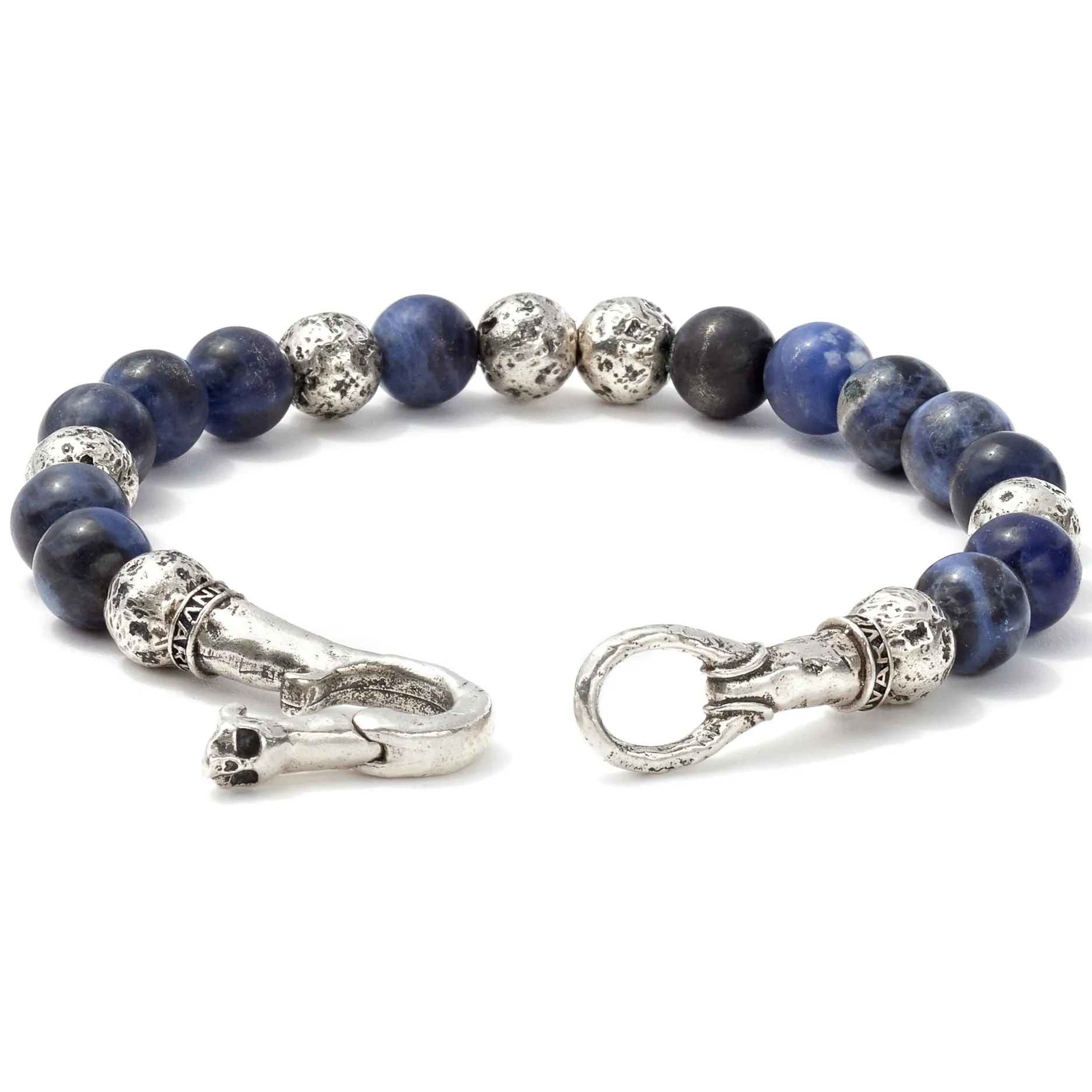 John Varvatos Artisanal Sterling Silver and Sodalite Beaded Bracelet