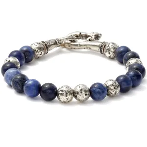 John Varvatos Artisanal Sterling Silver and Sodalite Beaded Bracelet