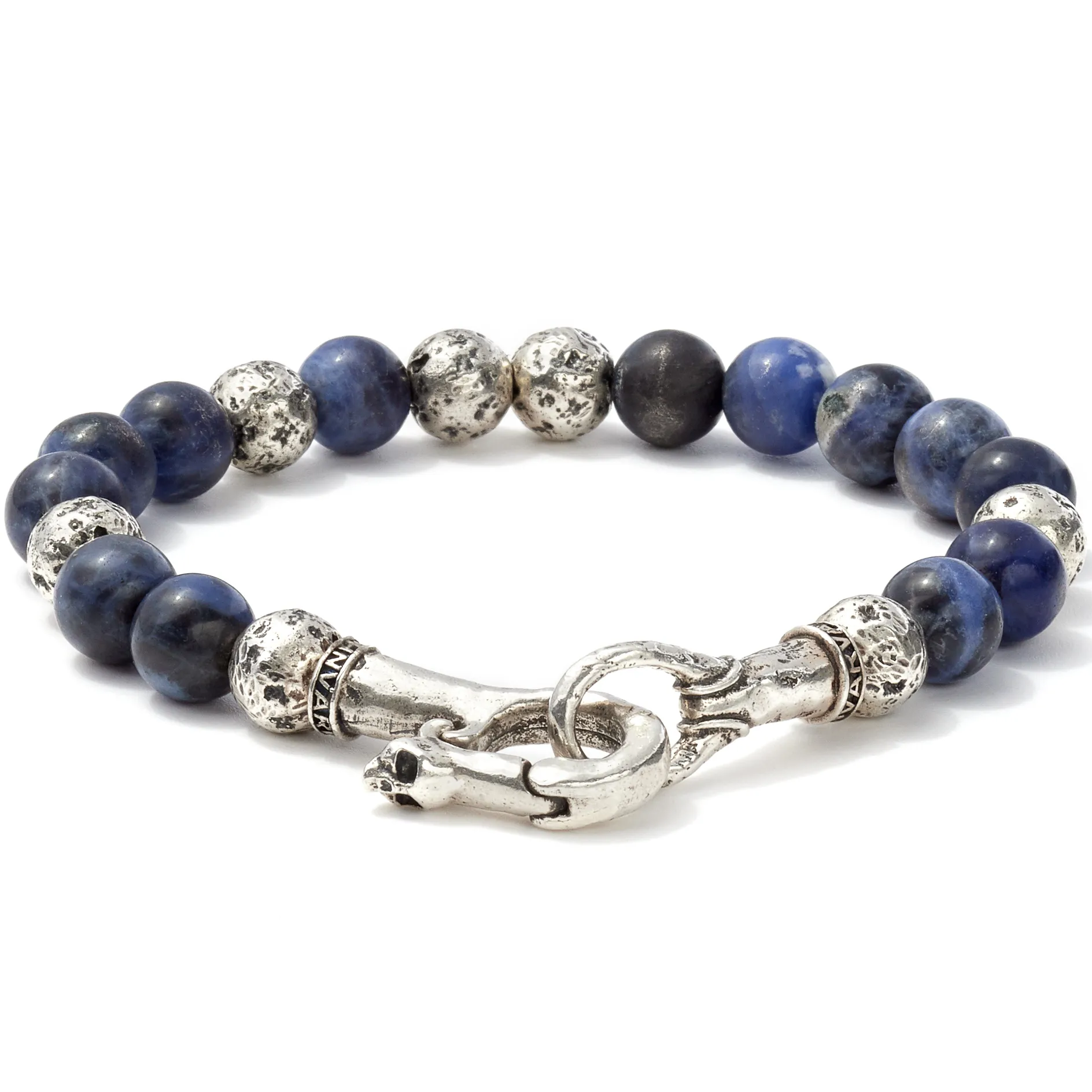 John Varvatos Artisanal Sterling Silver and Sodalite Beaded Bracelet