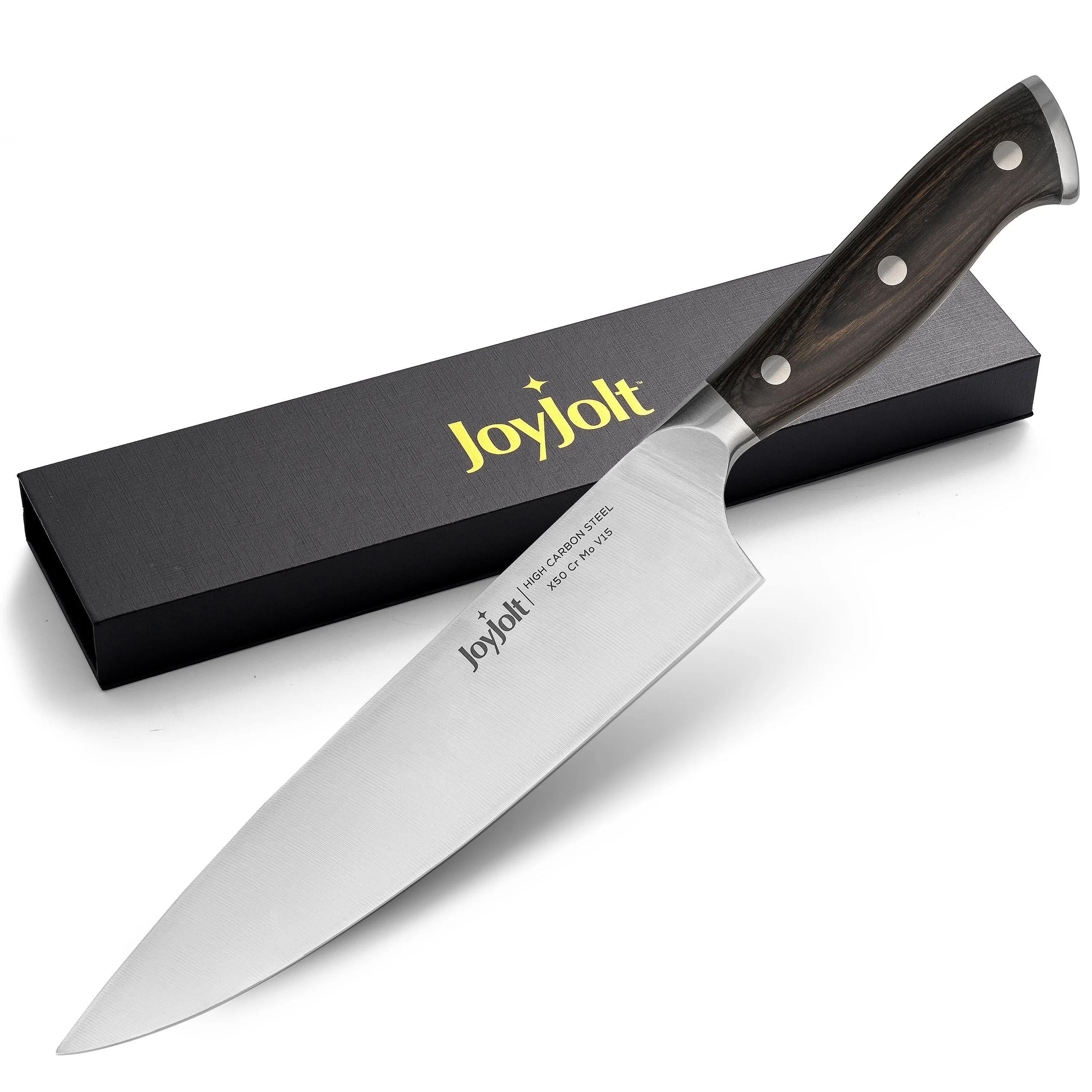JoyJolt 8-in Chef Knife High Carbon Steel Kitchen Knife - Stainless Steel