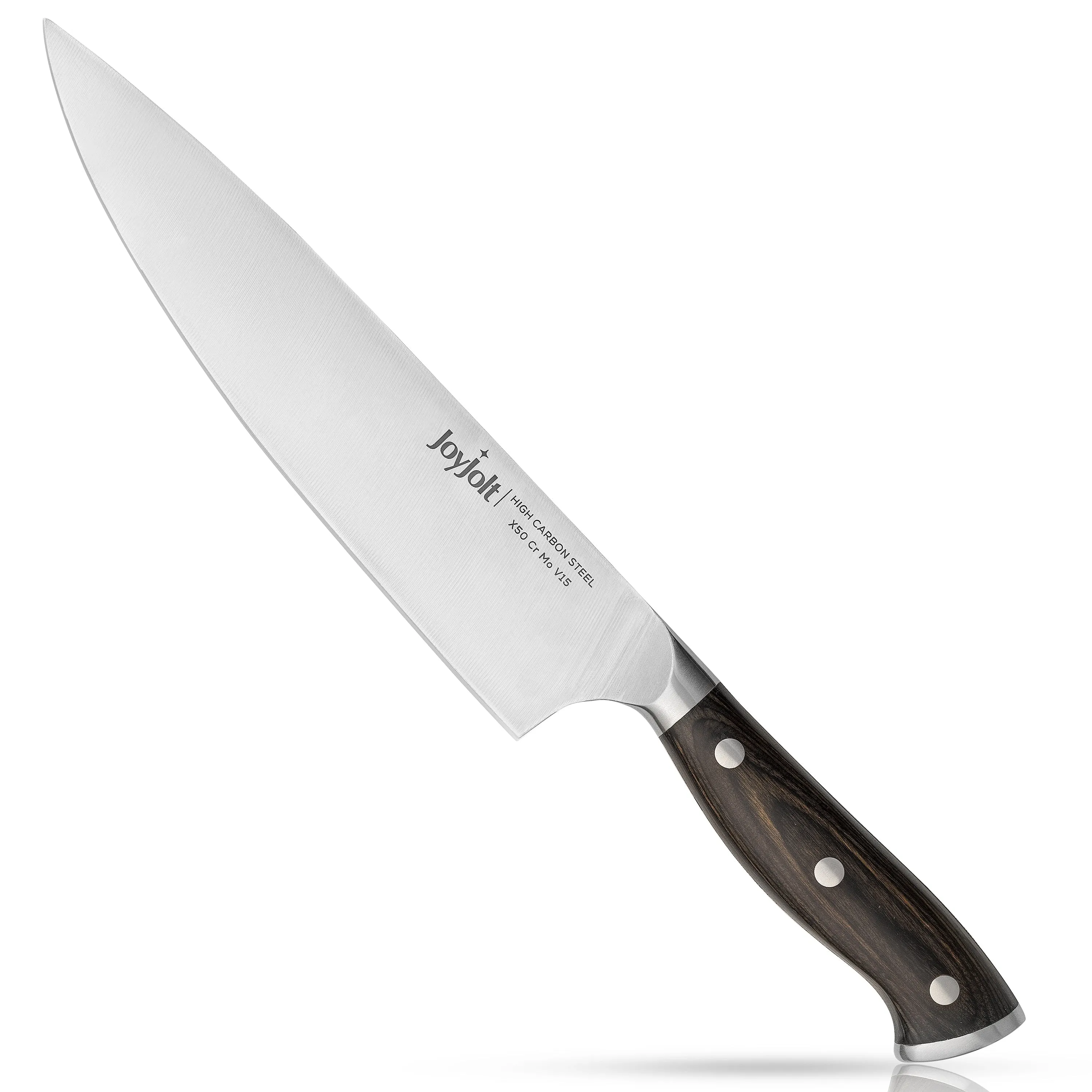 JoyJolt 8-in Chef Knife High Carbon Steel Kitchen Knife - Stainless Steel