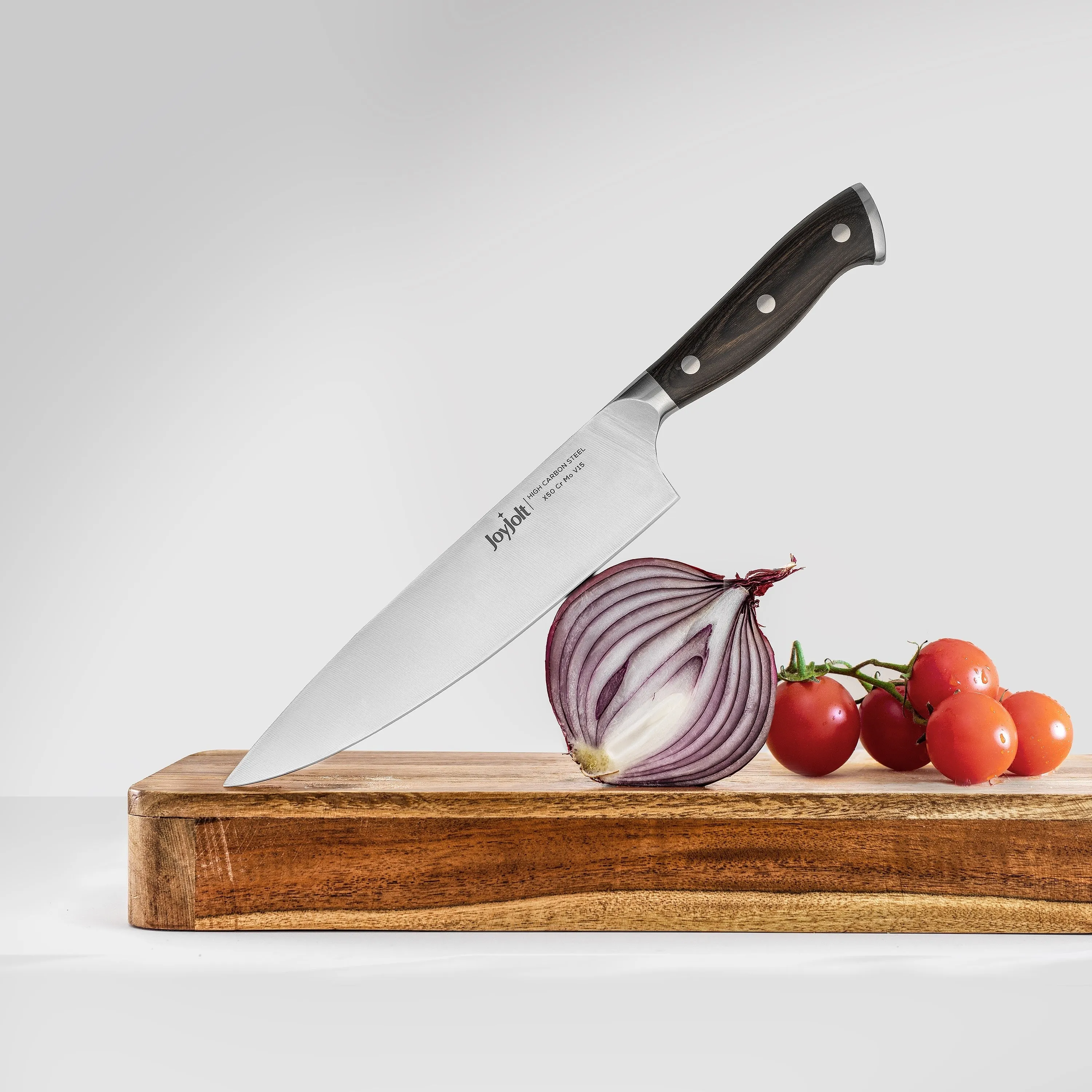 JoyJolt 8-in Chef Knife High Carbon Steel Kitchen Knife - Stainless Steel