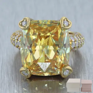 Judith Ripka 18k Yellow Gold Lemon Quartz & 1ctw Diamond Ring
