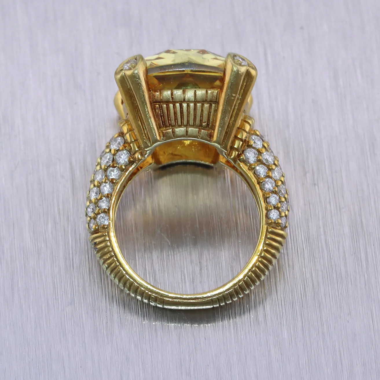 Judith Ripka 18k Yellow Gold Lemon Quartz & 1ctw Diamond Ring