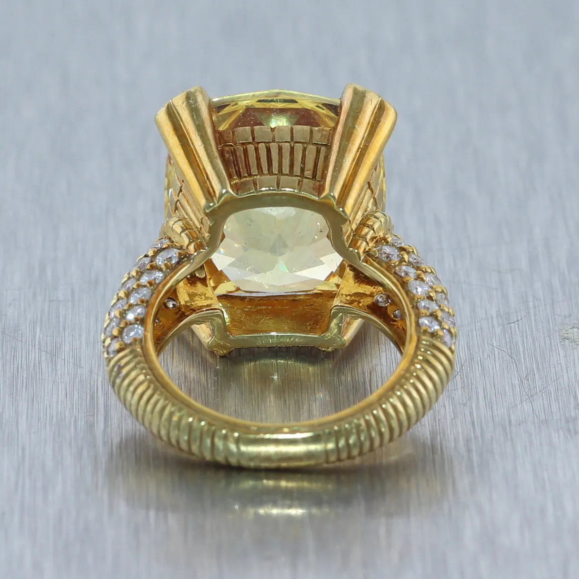 Judith Ripka 18k Yellow Gold Lemon Quartz & 1ctw Diamond Ring
