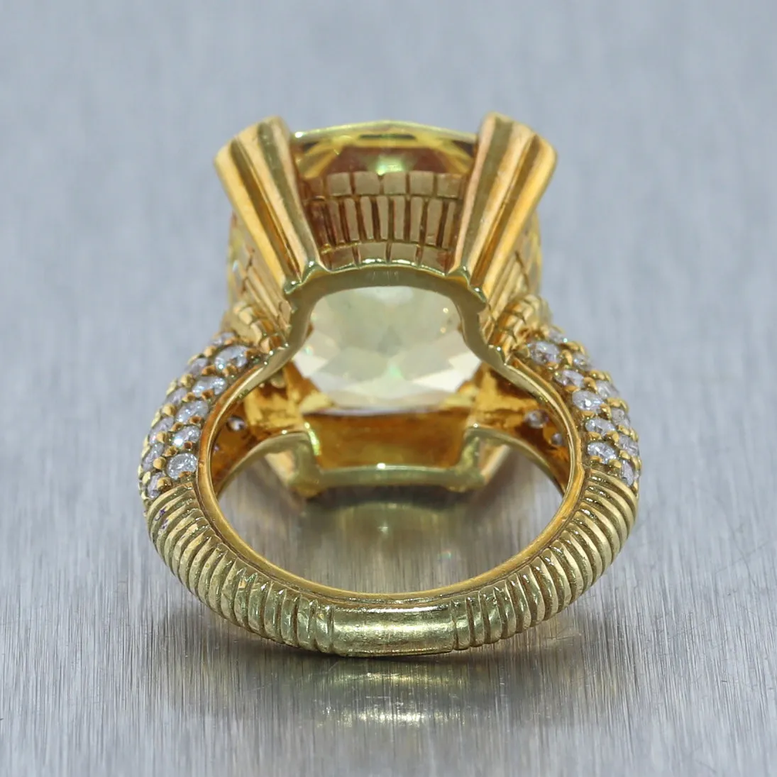 Judith Ripka 18k Yellow Gold Lemon Quartz & 1ctw Diamond Ring
