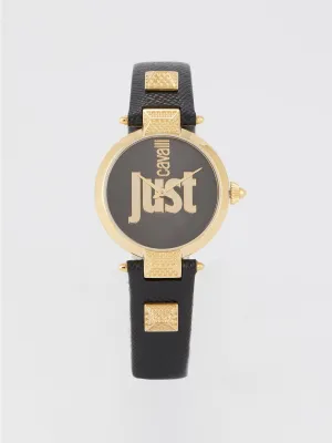 Just Mio Black Logo Dress Watch