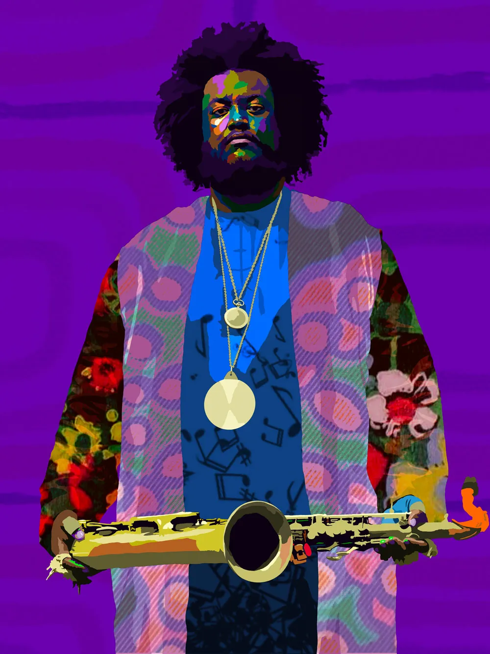 Kamasi - Kamasi Washington inspired Portrait - Limited Edition Giclee Art Print & Wall Decor - Vakseen Art