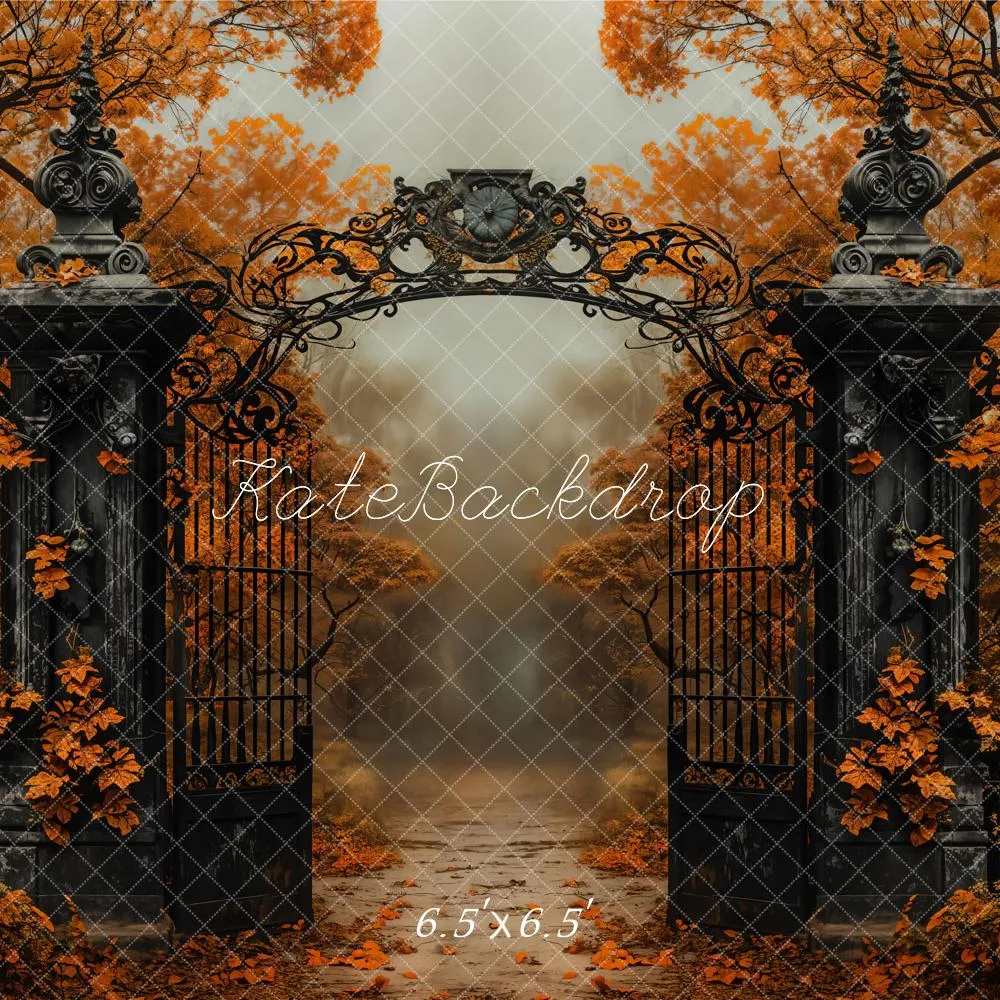 Kate Autumn Black Vintage Gate Maple Trees Backdrop Designed by Emetselch