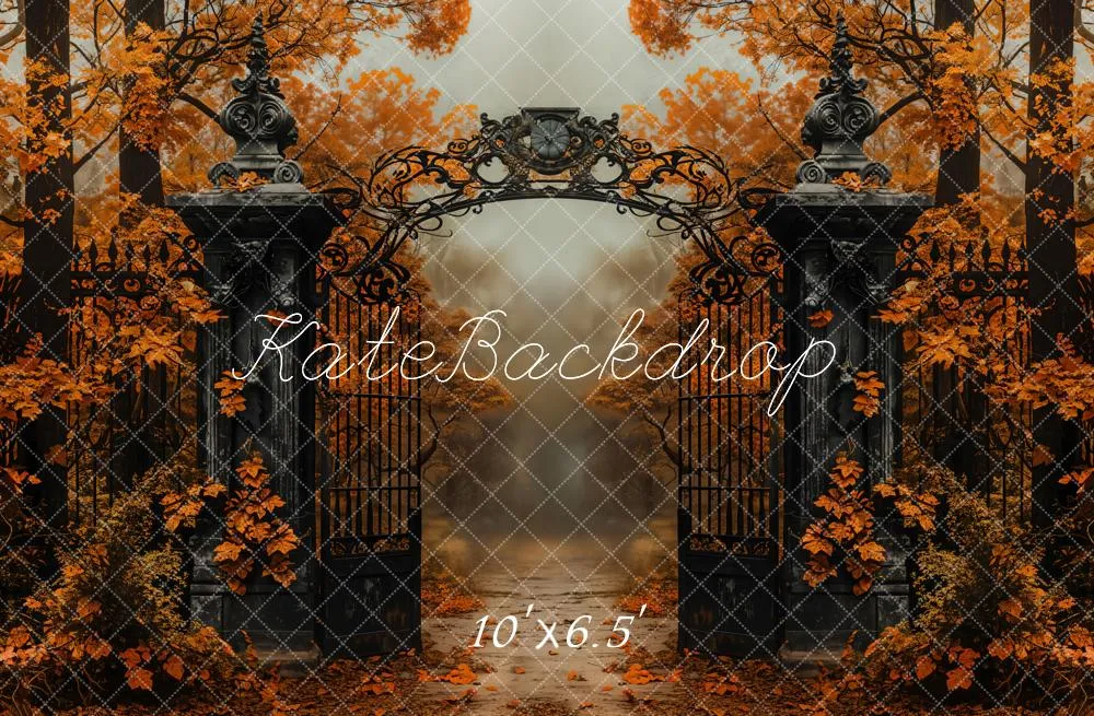 Kate Autumn Black Vintage Gate Maple Trees Backdrop Designed by Emetselch