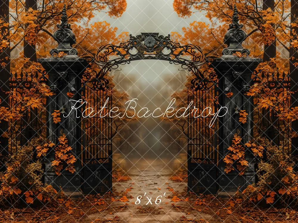 Kate Autumn Black Vintage Gate Maple Trees Backdrop Designed by Emetselch