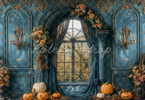 Kate Autumn Vintage Blue Wall Arch Window Backdrop Designed by Emetselch