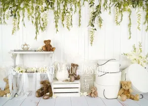 Kate Baby /Kids Teddy Bear Vintage Flower backdrop Designed by Arica Kirby