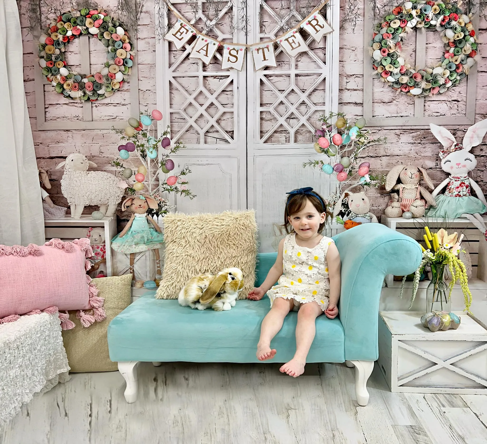Kate Barn Door Colorful Egg Easter Backdrop for Photography