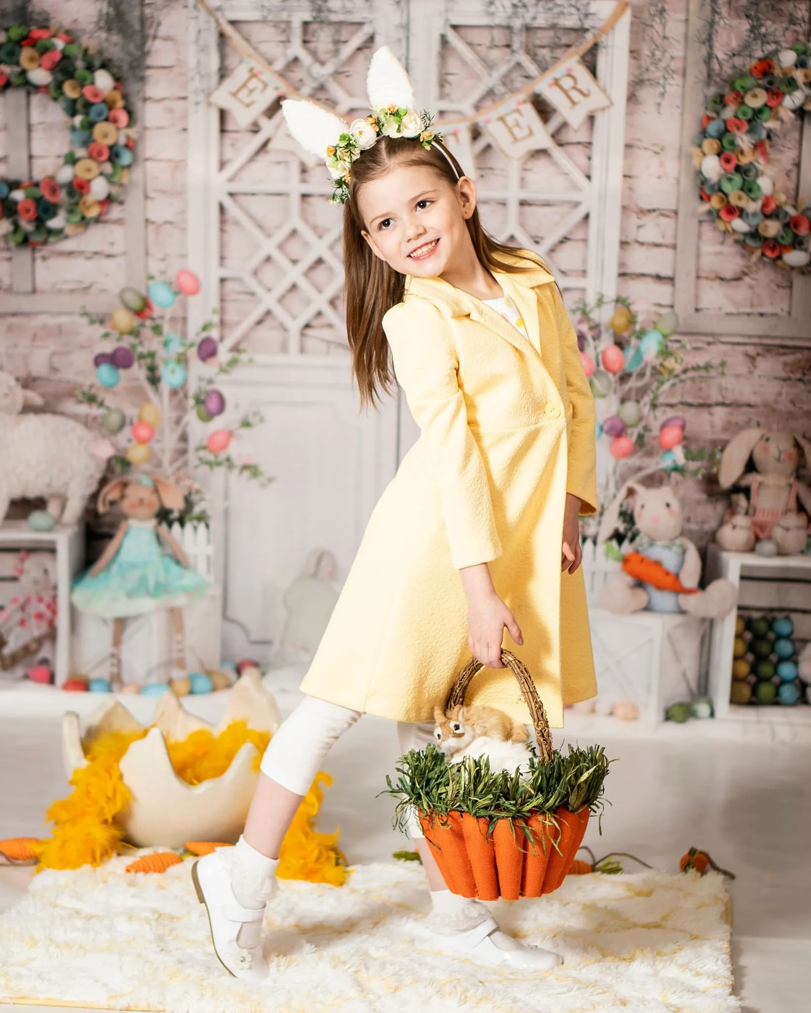 Kate Barn Door Colorful Egg Easter Backdrop for Photography