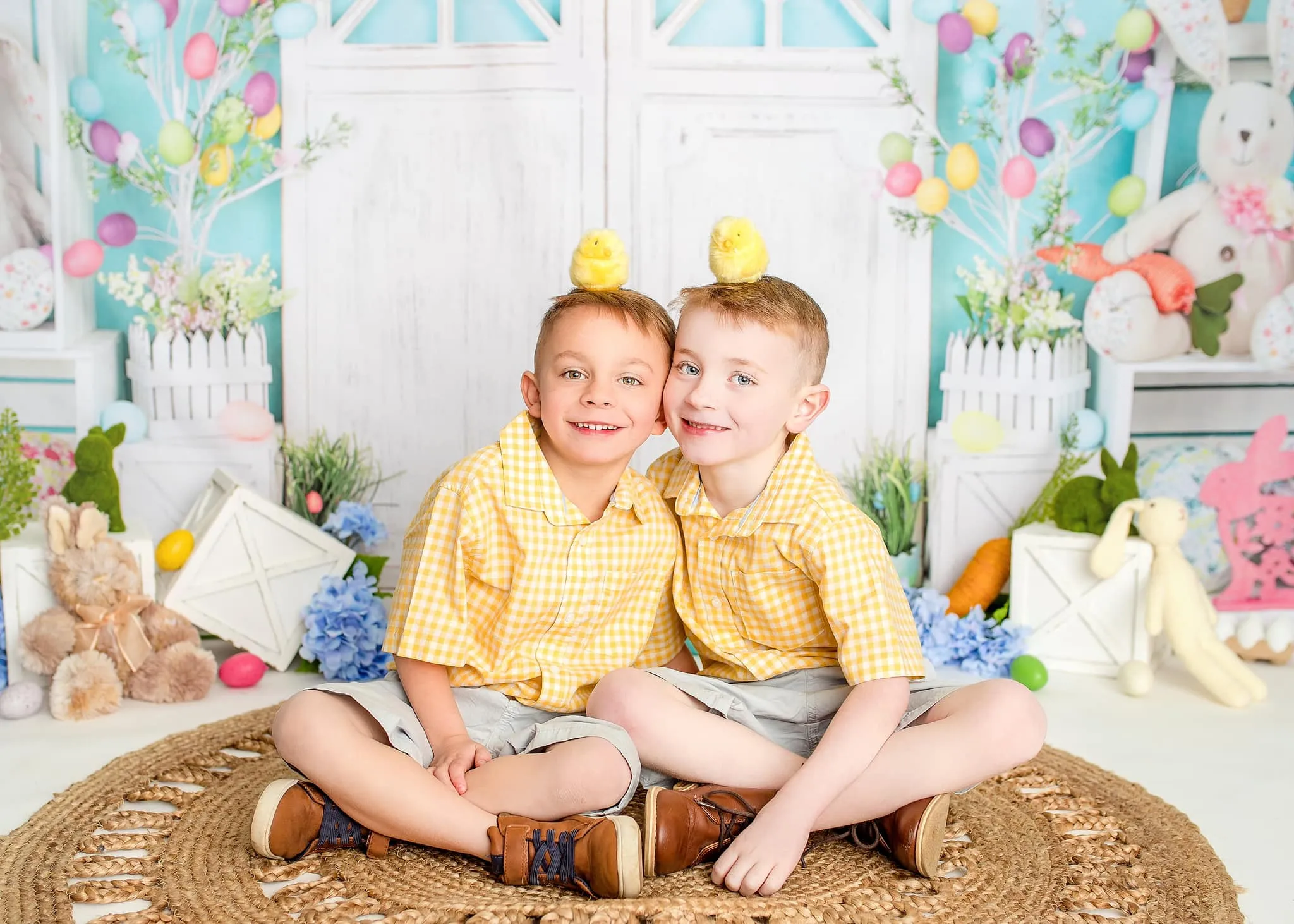 Kate Barn Door Easter Colorful Egg Cake Smash Backdrop for Photography