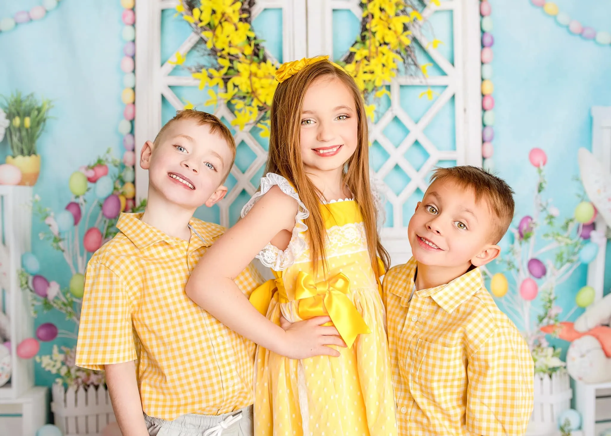 Kate Barn Door Easter Colorful Egg Cake Smash Backdrop for Photography