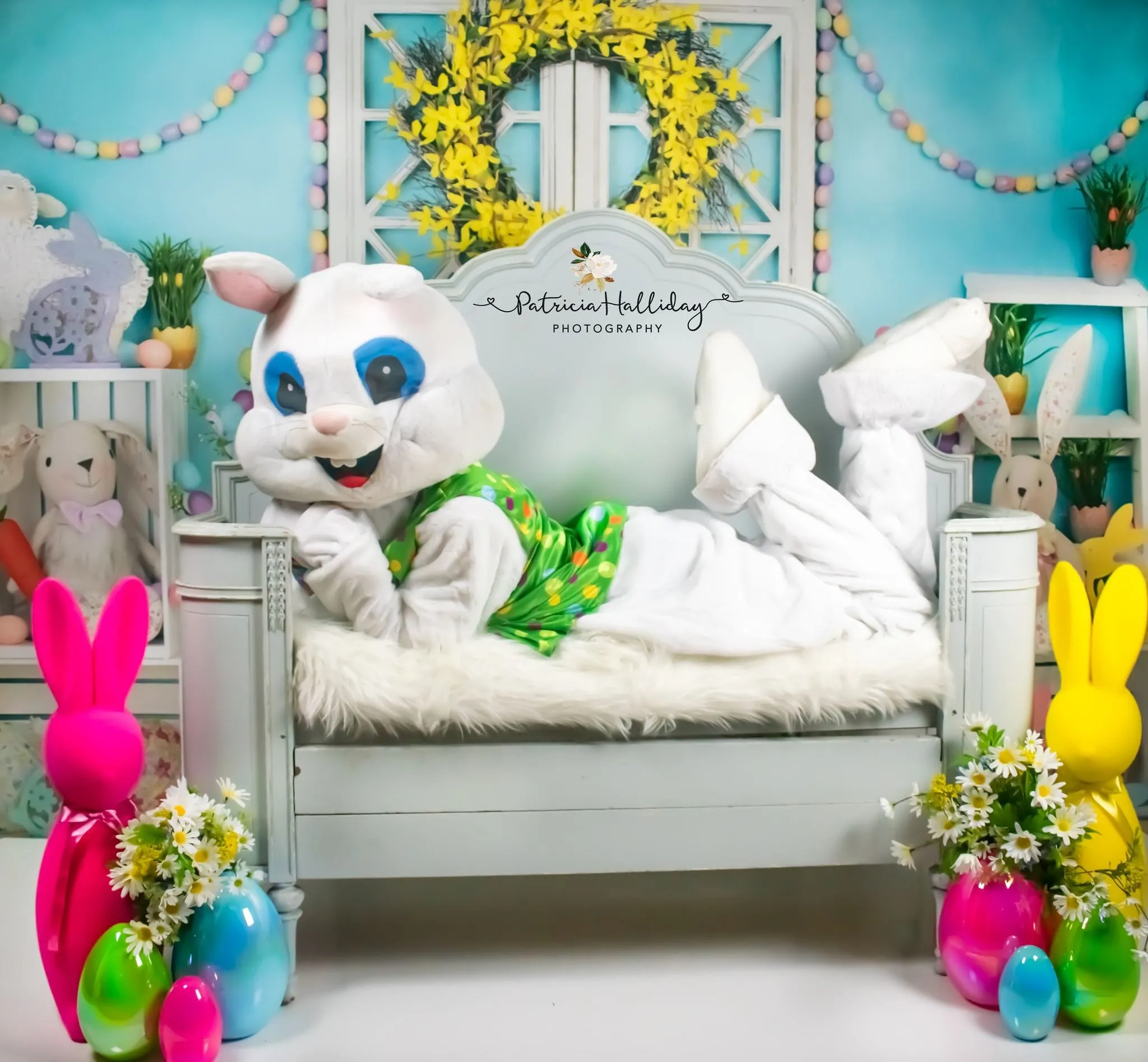 Kate Barn Door Easter Colorful Egg Cake Smash Backdrop for Photography