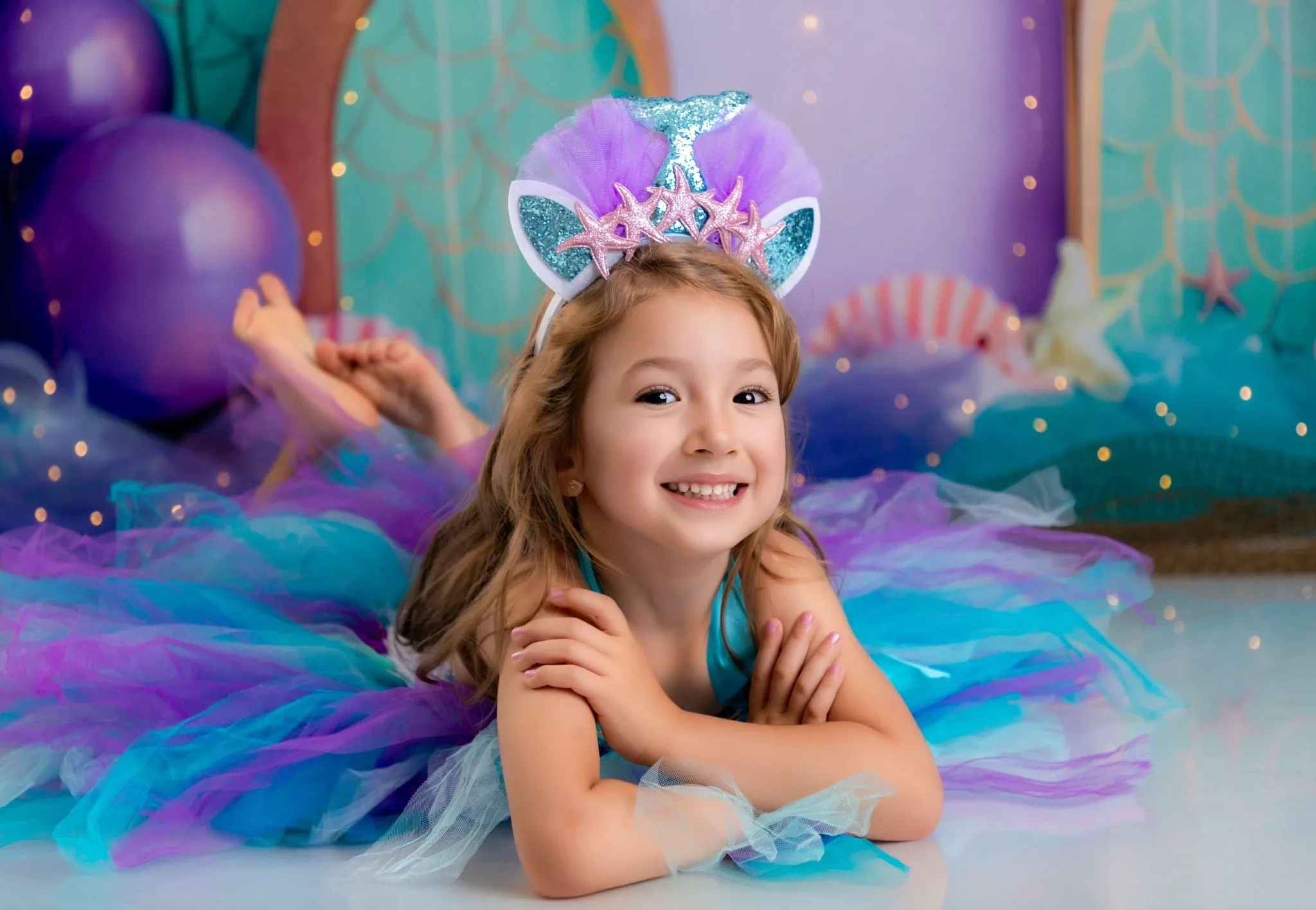 Kate Birthday Mermaid Colorful Balloon Arch Backdrop Designed by Patty Robert