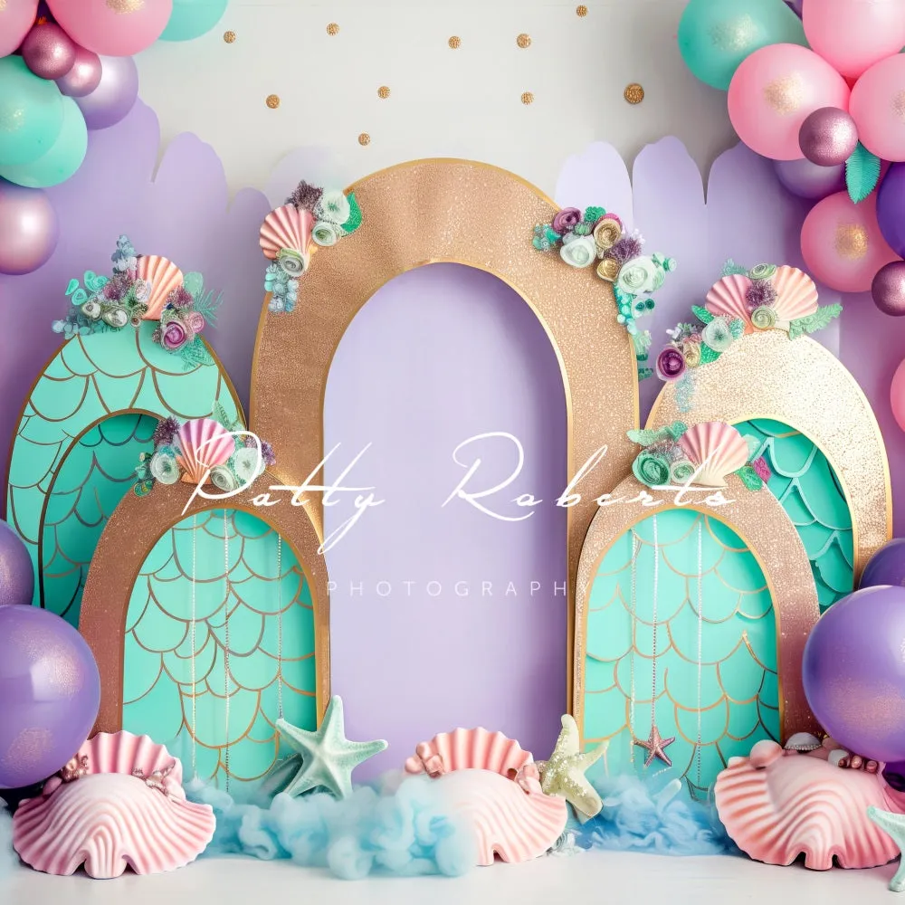 Kate Birthday Mermaid Colorful Balloon Arch Backdrop Designed by Patty Robert