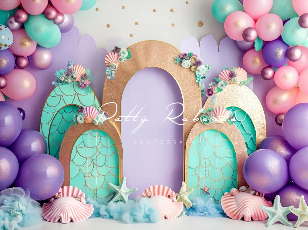 Kate Birthday Mermaid Colorful Balloon Arch Backdrop Designed by Patty Robert