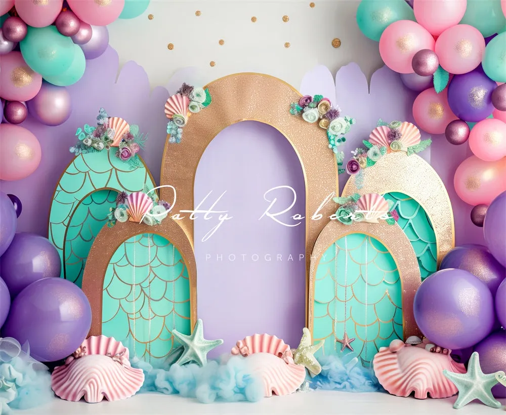 Kate Birthday Mermaid Colorful Balloon Arch Backdrop Designed by Patty Robert