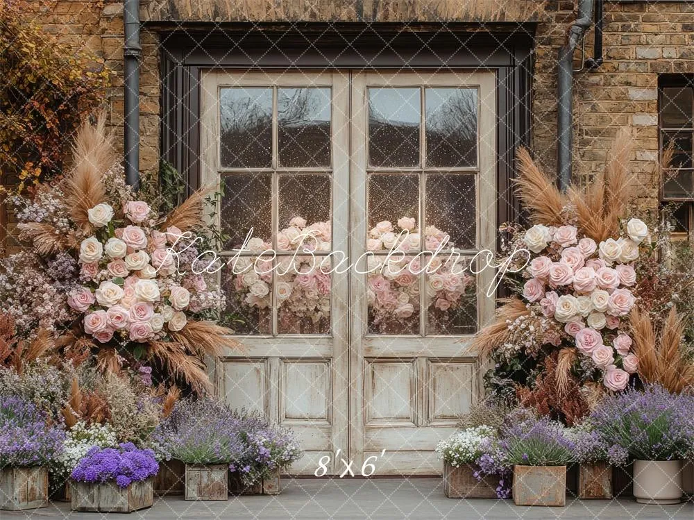 Kate Boho Rustic Floral Vintage Door Backdrop Designed by Mini MakeBelieve