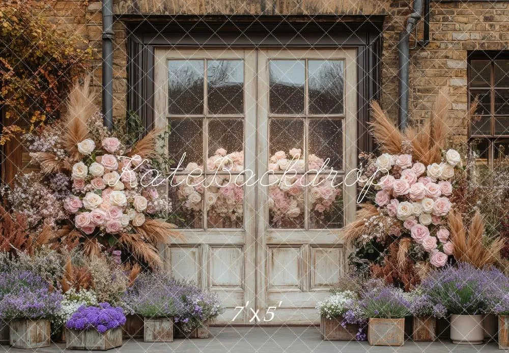 Kate Boho Rustic Floral Vintage Door Backdrop Designed by Mini MakeBelieve