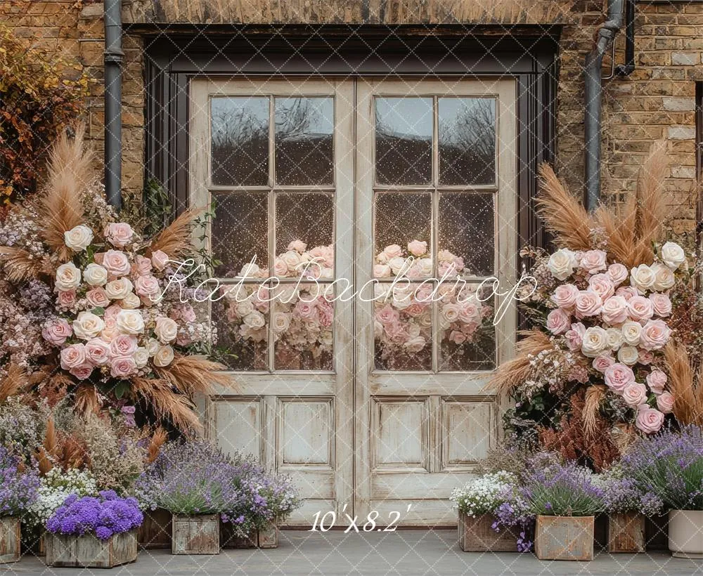 Kate Boho Rustic Floral Vintage Door Backdrop Designed by Mini MakeBelieve