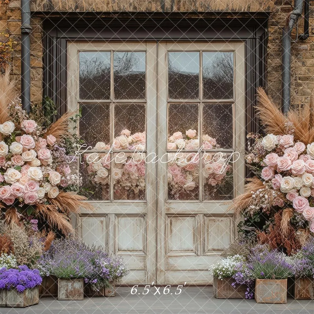 Kate Boho Rustic Floral Vintage Door Backdrop Designed by Mini MakeBelieve