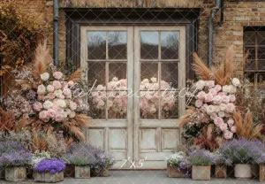Kate Boho Rustic Floral Vintage Door Backdrop Designed by Mini MakeBelieve