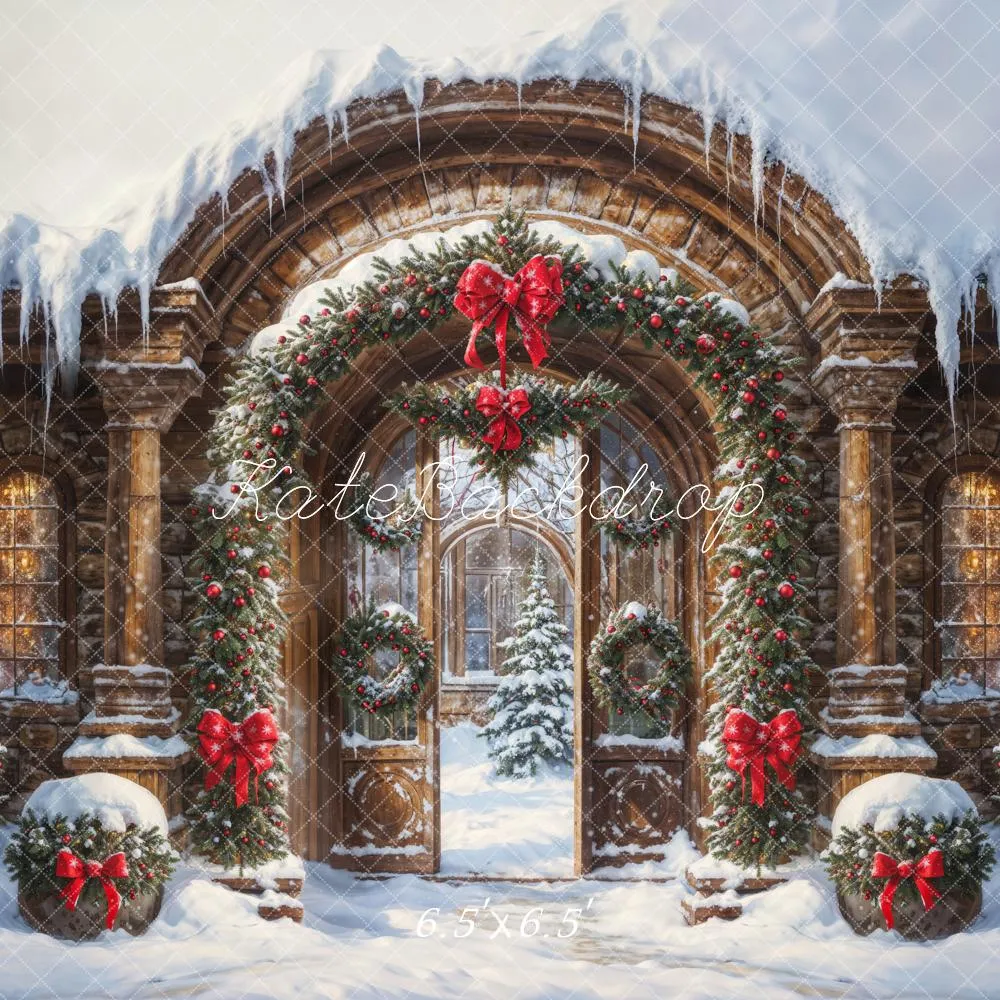 Kate Christmas Snow Vintage Arch Castle Gate Backdrop Designed by GQ